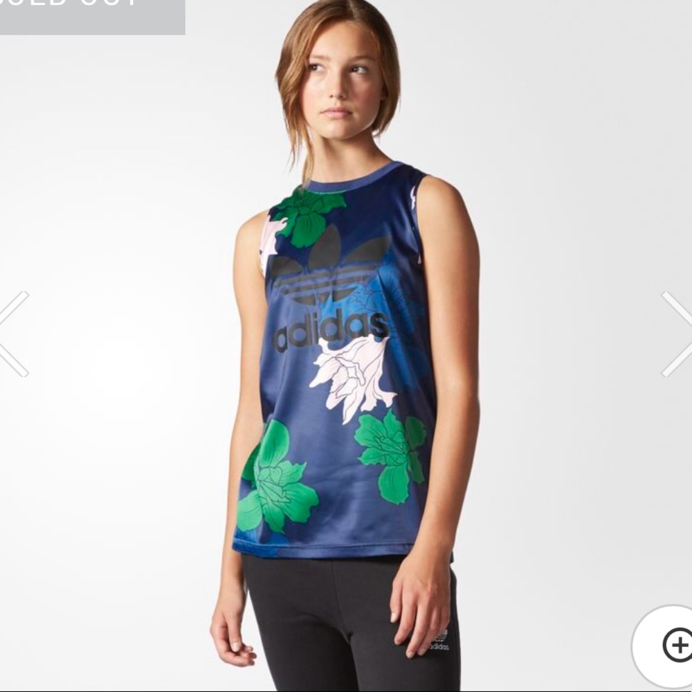 ADIDAS worn once tank large flowers street chique